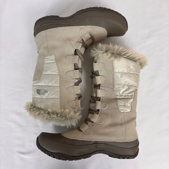 The North Face Nuptse Purna Waterproof Mid-Calf Faux Fur Boots Ivory Size 8.5 - Picture 9 of 16